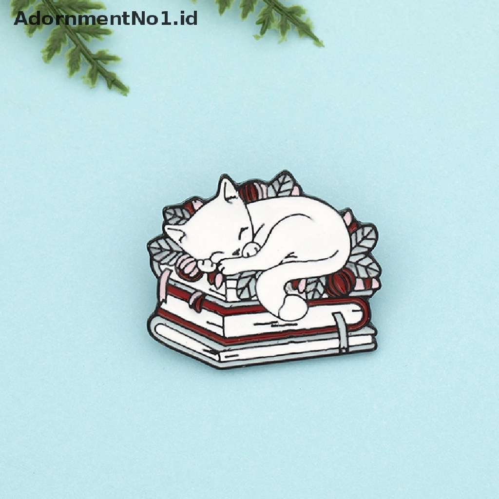 [AdornmentNo1] Kucing Membaca Buku Enamel Pin Kartun Tidur Anak Kucing Bros Lucu Buku Kekasih Hewan Lencana Tas Pakaian Lapel Pin Perhiasan Hadiah [ID]