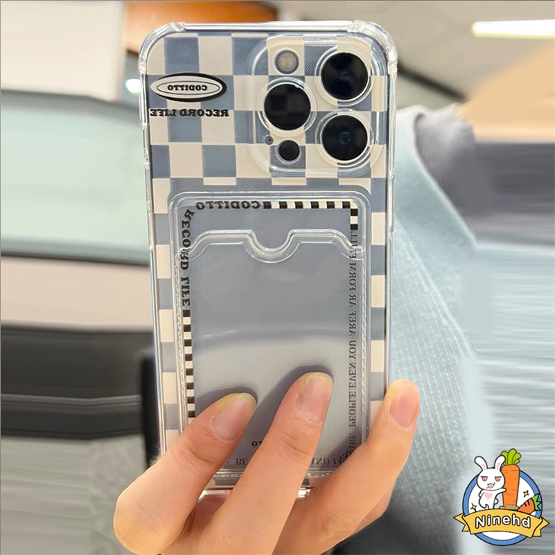 Samsung A04e A04s A04 A03s A03 A13 A12 A14 A22 A32 A33 A53 A73 A23 M23 A52s A52 A72 A71 A51 A50 A30s A30 A10s Tempat Slot Dompet Kotak-Kotak Putih Casing Ponsel Sarung Pelindung Shockproof