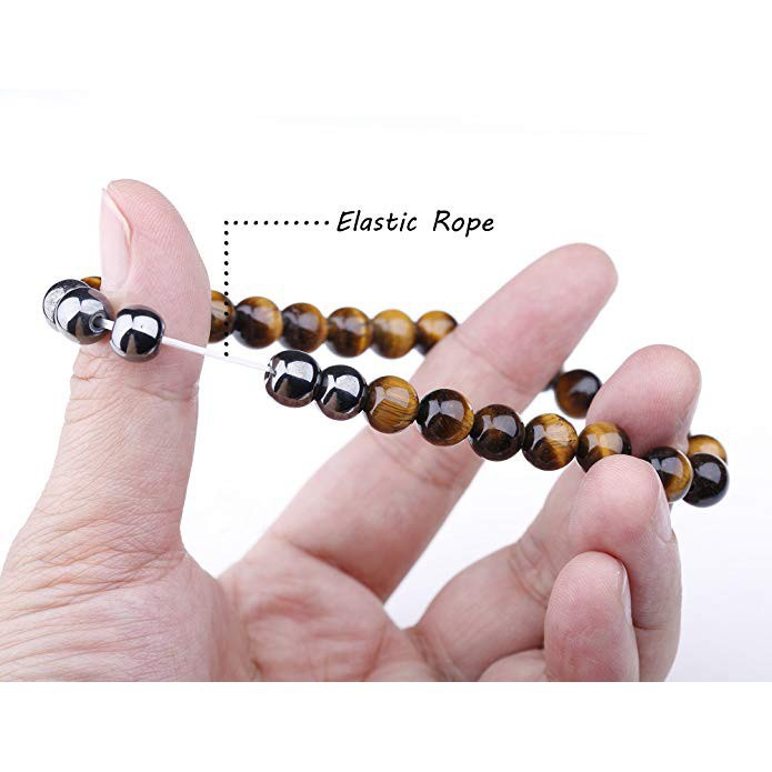 Gelang Tiger Eye Lava Bracelet Hematite Therapy Beads Stretch Adjustable Bracelet