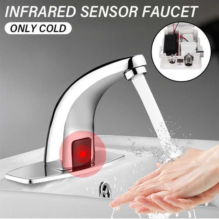 Kran Keran Wastafel cuci tangan Sensor Otomatis otomatik tanpa kontak Wastafel Touchless Bathroom Sink Faucet