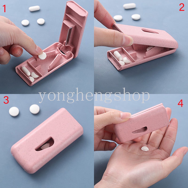 Travel Portable Mini Tempat Pil Obat Kreatif Tablet Cutter Box Splitter Pill Case Kotak Penyimpanan Tablet Pill Divider Perawatan Kesehatan