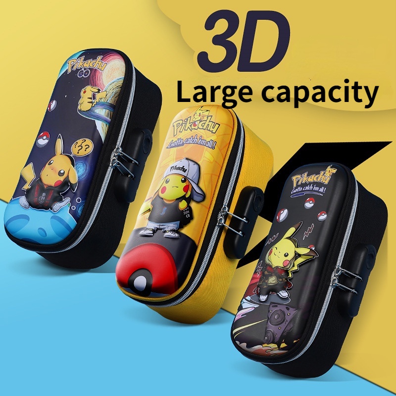 Pikachu Password Lock Kotak Alat Tulis Murid Pokemon Pensil Case Kapasitas Besar Cowok Dan Cewek Kotak Pensil Hadiah Ulang Tahun