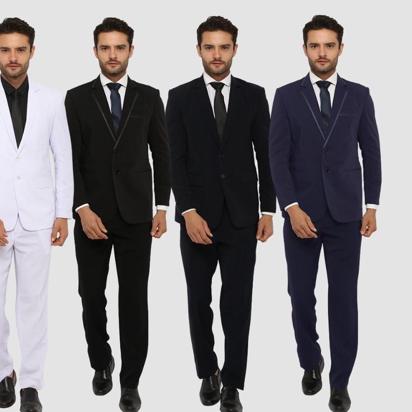 ➼ Jas Wisuda Blazer Pria Hitam List Pinggir Jas Formal Jas Pengantin Nikah Jas Kerja Murah ♕