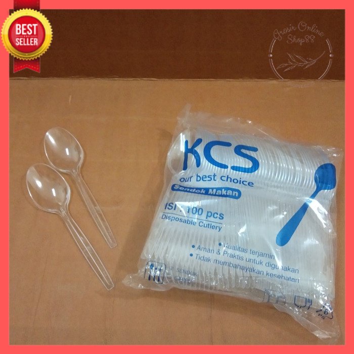 GOS -C409- 1 PCS Sendok Plastik -Sendok Makan Plastik Bening - Sendok Plastik Bening Satuan