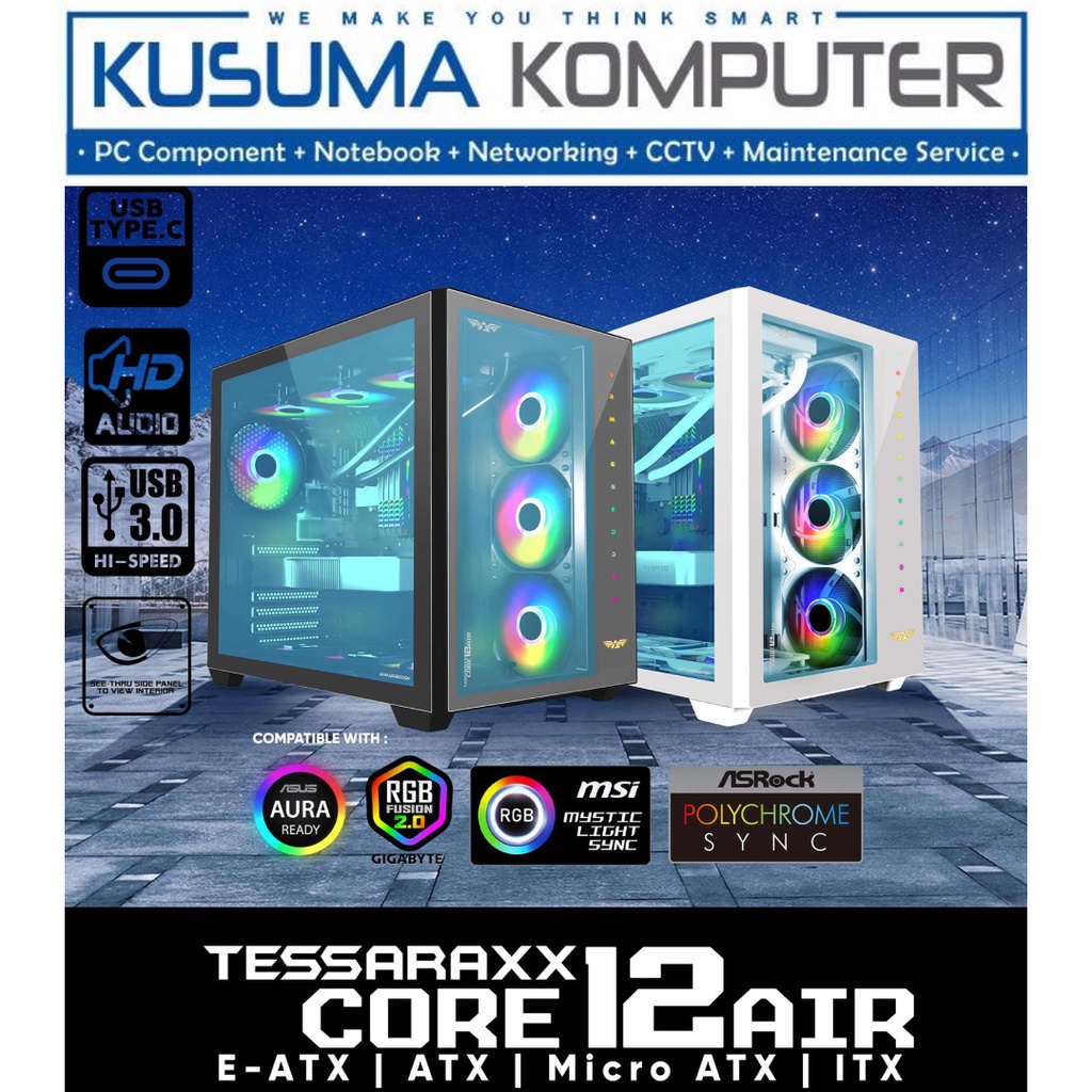 Armaggeddon Tessaraxx Core 12 Air White Casing PC Gaming