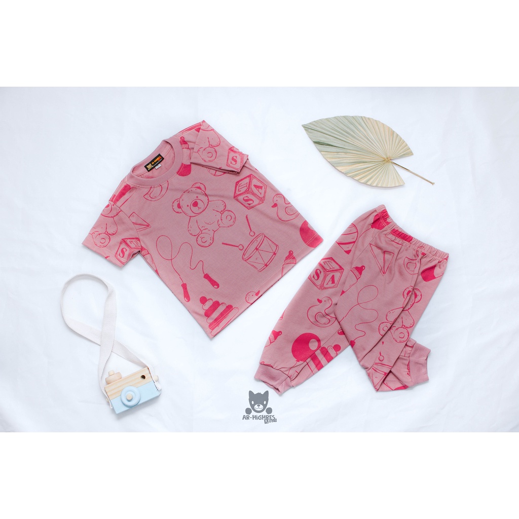 One Set Anak | Baju Anak Setelan | Setelan Anak | Short Pajamas for Kids | Piyama Anak Full Print Motif Toys