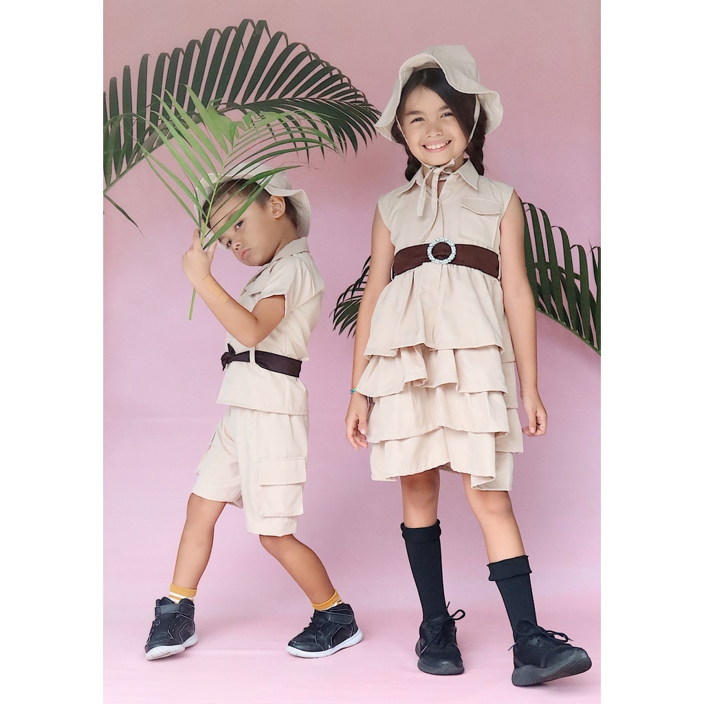 Azzafran –  Jungle Party Kostum Anak – Outfit Tema Safari Anak Perempuan & Laki-laki