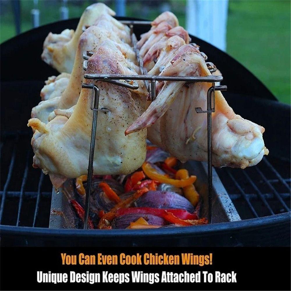 Solighter Kaki Ayam Wing Grill Tray Kualitas Tinggi Stainless Steel BBQ Aksesoris Sayap Ayam Rak Masak