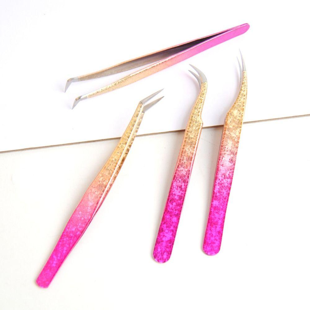 Agustina Pinset Bulu Mata Palsu Profesional 3D Akurat Dua Warna Gradasi Alat Makeup Penjepit Alis Salon Kecantikan Makeup Tweezer