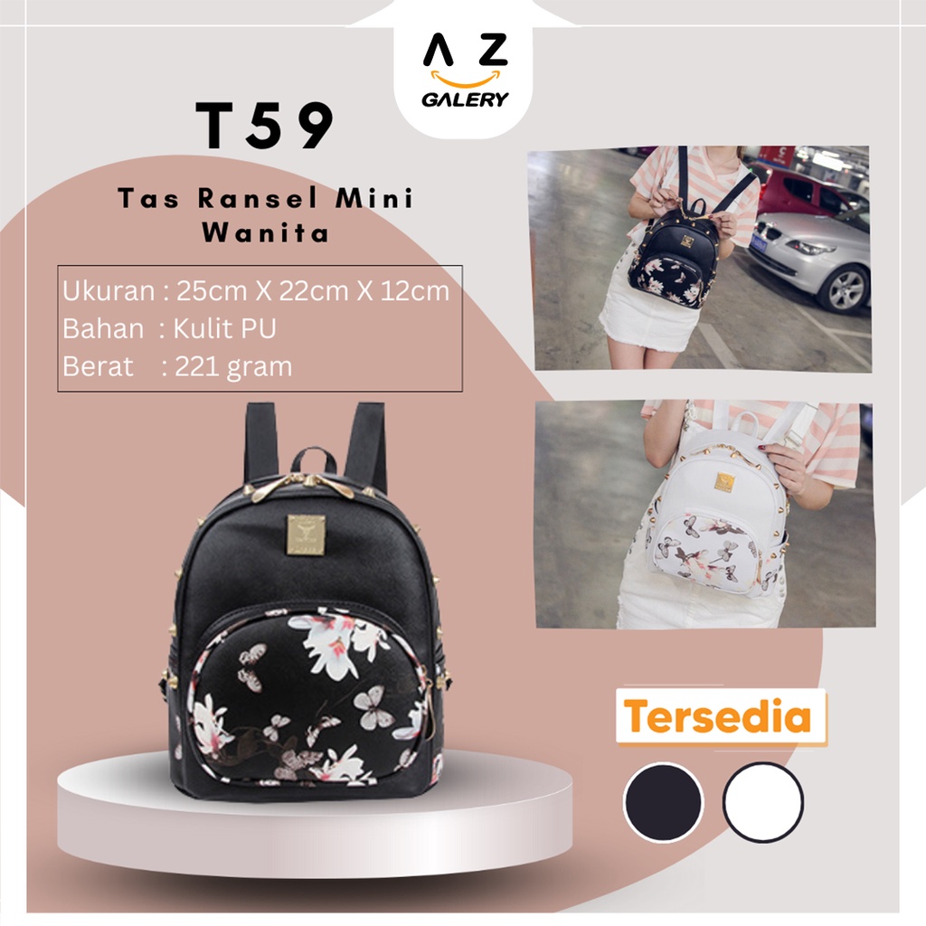 Tas Ransel Wanita Mini Fashion Korea Style Tas Punggung Motif Backpack Bag Cewek Kulit PU Azgalery T59