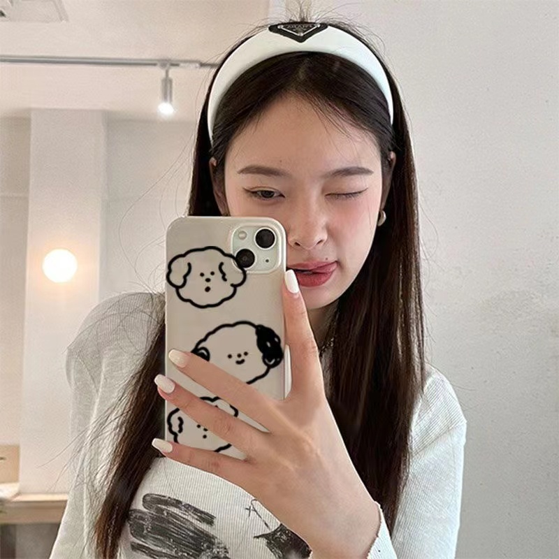 Ins Line Motif Anjing Cocok Untuk Iphone14 14pro 14plus 13 13pro 13prm13mini iPhone 11 12mini 7Plus 8Plus Xr XS 13 12 Pro Max Empat Sudut Casing Ponsel Tahan Guncangan