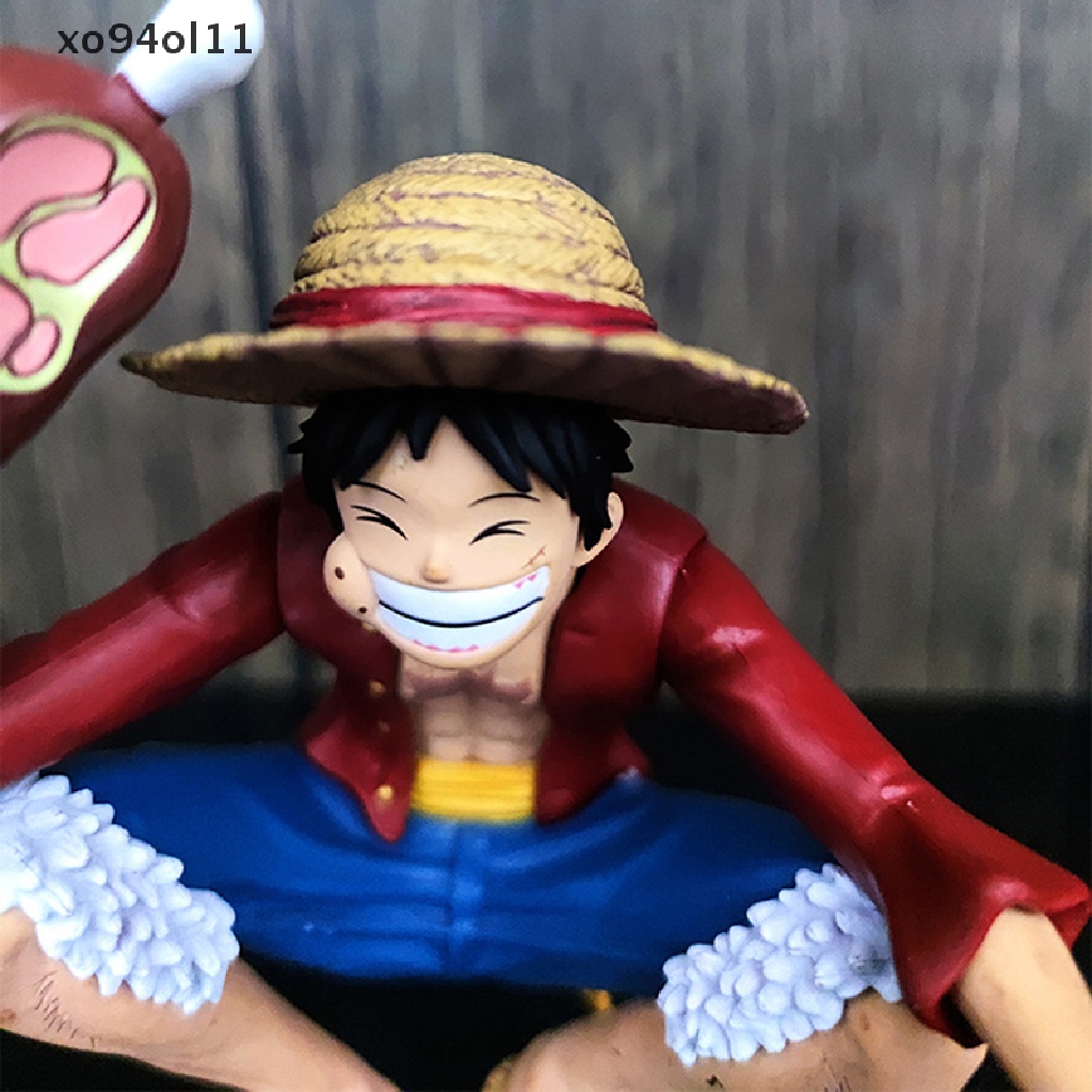 Xo 1Pc One Piece Luffy Makan Daging Figure Anime Country Luffy PVC Collect Figurine Mainan OL