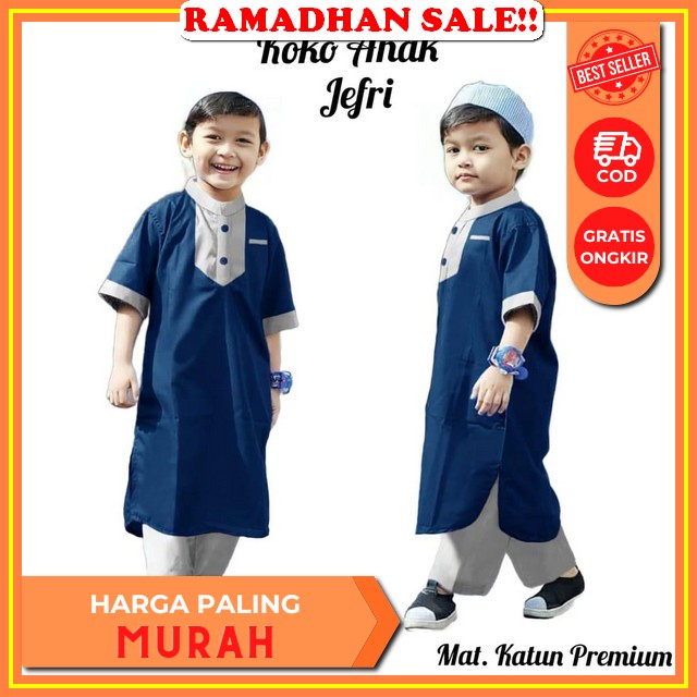 Setelan Koko Kaos Anak Laki Laki Celana Jogger Furqon 3-12 Tahun Hoofla Kids Baju Muslim Kaus Katun 