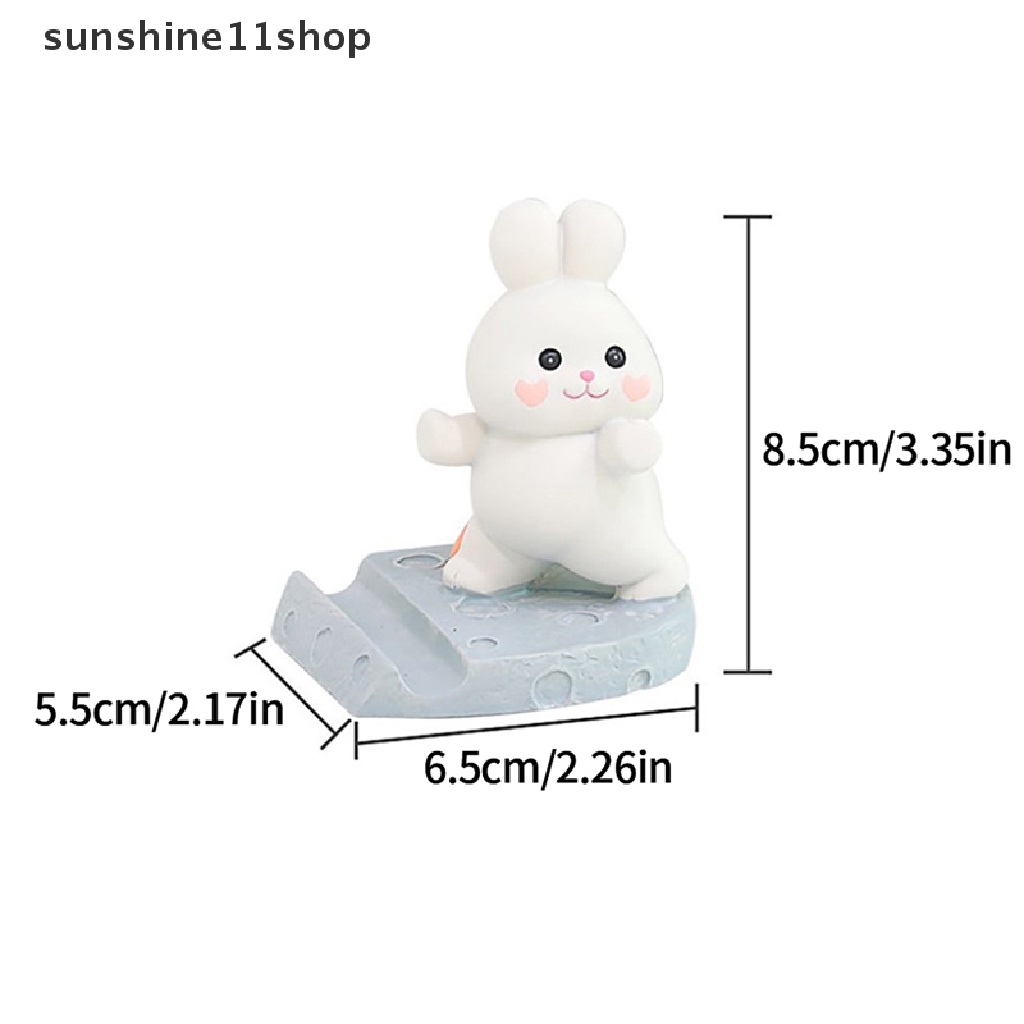 Sho 1PC Lucu Resin Rabbit Phone Holder Universal Handphone Stand Holder Ornamen Mainan Rumah Kantor Desktop Dekorasi N