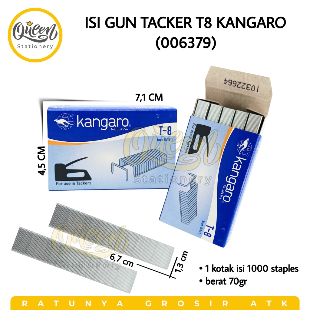 

1 KOTAK ISI GUN TACKER T8 KANGARO REFILL STAPLES STEPLES TEMBAK (006379)