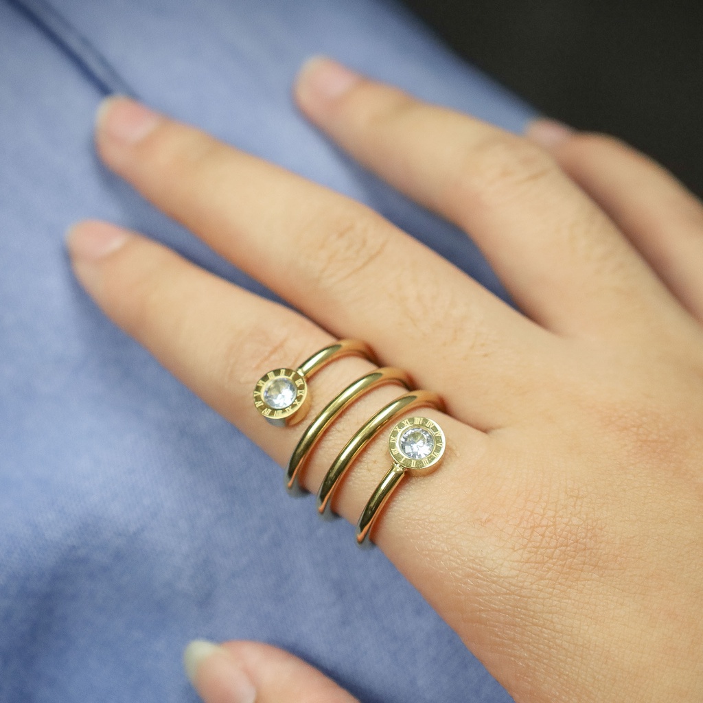 Cincin bulg@r!! zircon bening pegas Titanium Stainless Steel 316L anti karat harga grosir bisa bayar di tempat