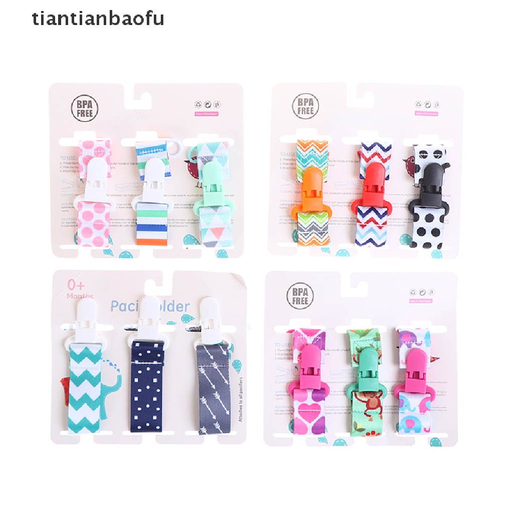 [tiantianbaofu] 3pcs/set Klip Dot Bayi Rantai Dummy Clip Nipple Holder Untuk Nipples Boutique