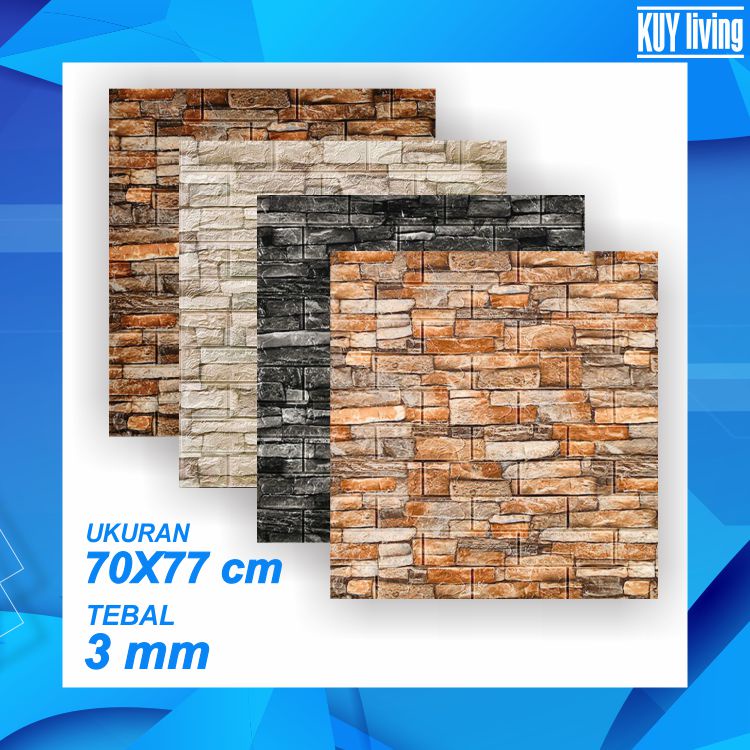 Wallpaper Dinding Foam Timbul 3D Motif Batu Alam / Wall Stiker Dinding Foam 3D Wallfoam Kamar