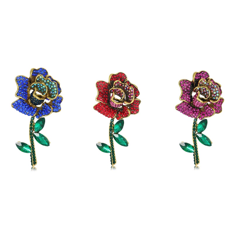 Bros Bunga Mawar Enamel Klasik Untuk Wanita Paduan Bunga Mawar Pernikahan Kantor Kasual Brooch Pin Hadiah