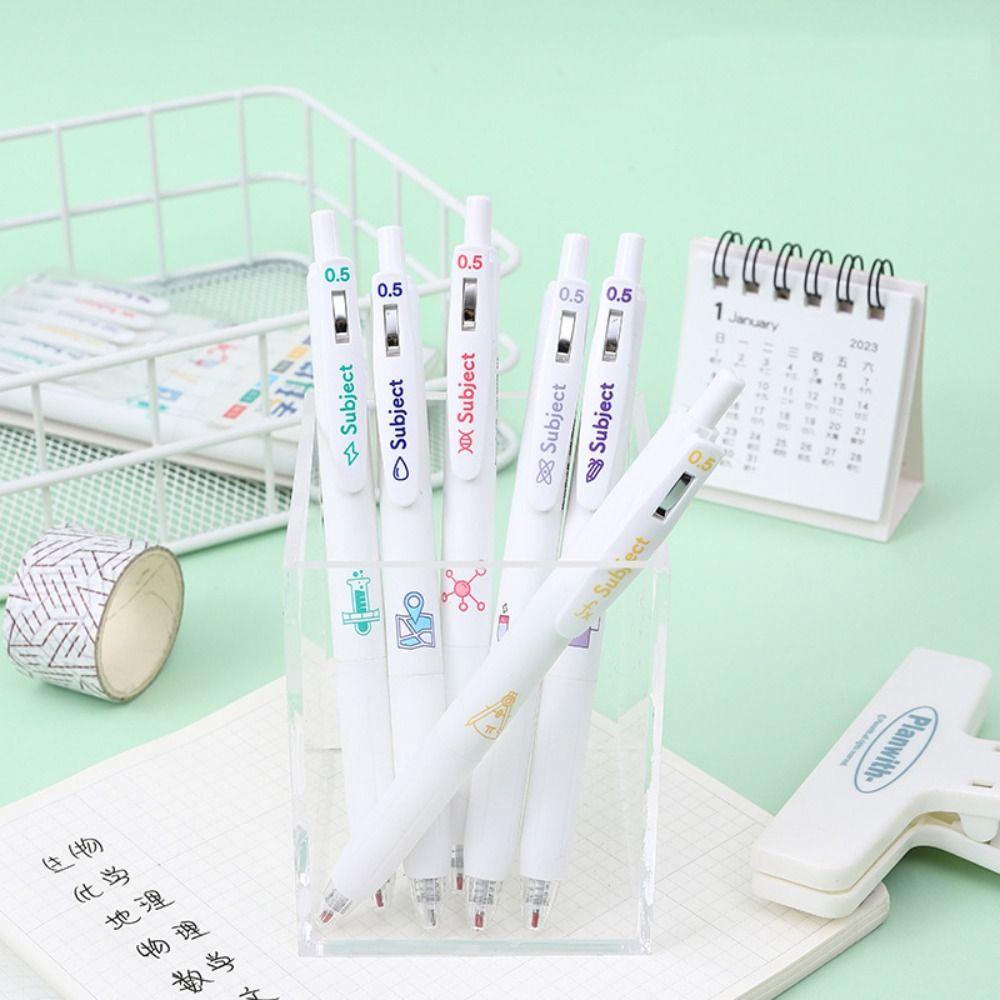 Nanas 6PCS /Set Pena Gel Perlengkapan Kantor Sekolah Alat Tulis Press Type Signature Pen