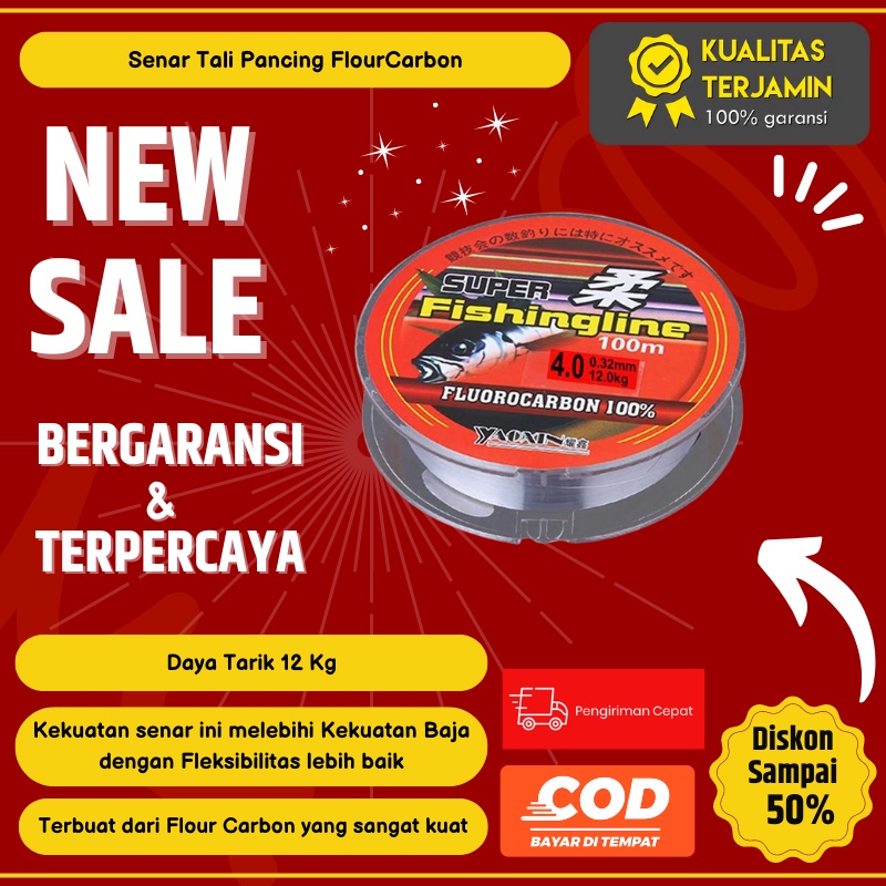 Senar Pancing Kuat Dan Anti Keriting Pe Benang Tali Leader Fluorocarbon 100 Water Line Kriting Falco