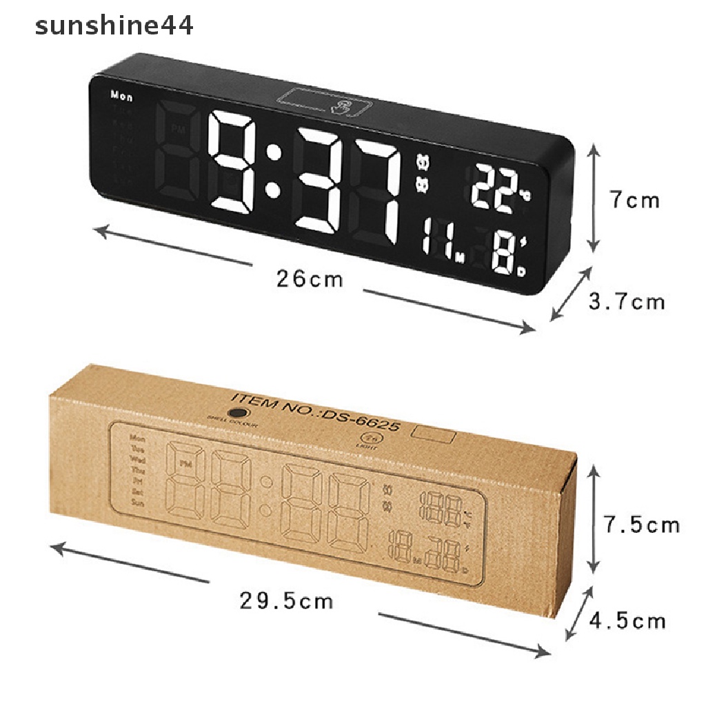 Sunshine Jam Alarm Digital LED Kontrol Suara Suhu Kelembaban Display Jam Desktop Dekorasi Meja Rumah Built-in ID