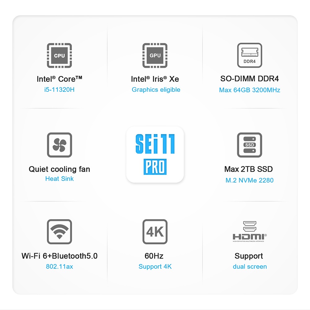BEELINK SEi 11 PRO Mini PC - 16GB RAM 500GB SSD - Intel i5-11320H - MINI PC TERBARU DARI BEELINK