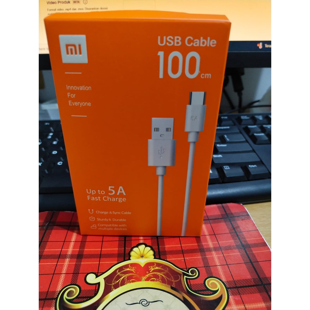 Kabel Data Xiaomi 5A Turbo Charge Putih Type C  100cm  / Kabel Xiaomi Note 9/10