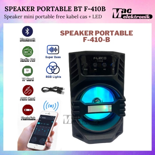 Speaker Portable BT LED SUPER BASS TYPE F-410B / SPEAKER FULL BASS MINI BT PORTABLE MURAH