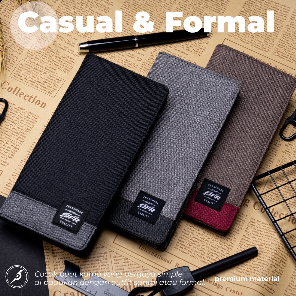 Dompet Panjang Pria Laki Cowok Kanvas Canvas JFR Jennifer Wallet JP15