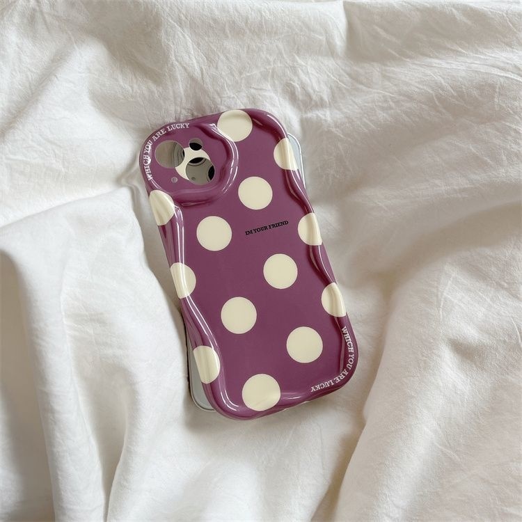IPHONE  Casing Ponsel Desain Latar Belakang Ungu Canggih Beige Dot Kompatibel Dengan Iphone12 13 14 11 Pro Max jhkmn