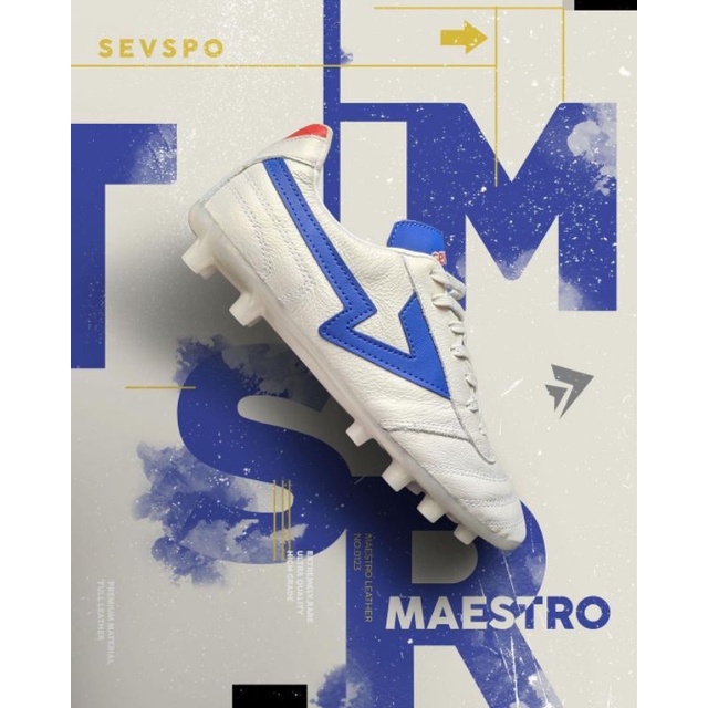 SEVSPO MAESTRO LEATHER (LEA) WHITE BLUE 100%KULIT