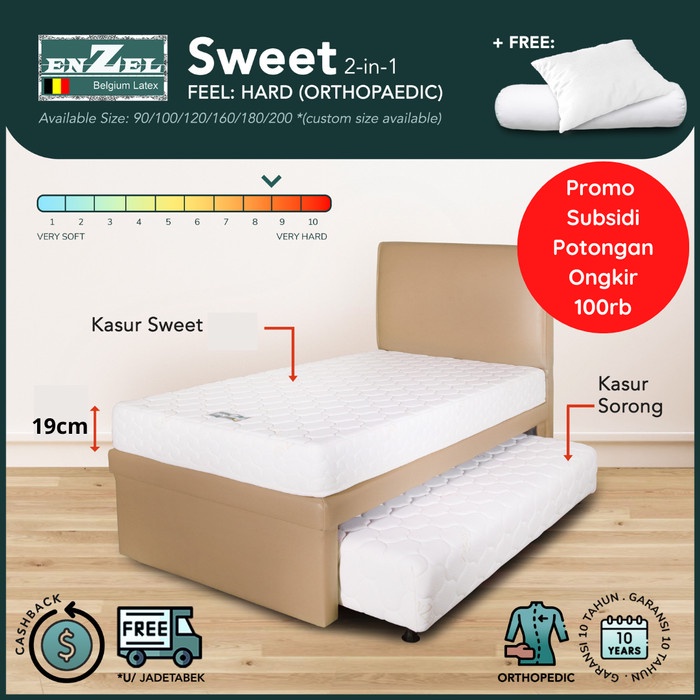 Best Seller Set Kasur Sorong Latex Enzel Sweet 2 In 1 Uk.120X200Cm