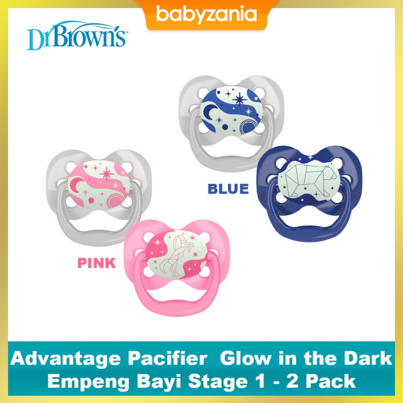 Dr Brown's Advantage Pacifier  Glow in the Dark Empeng Bayi - Stage 1