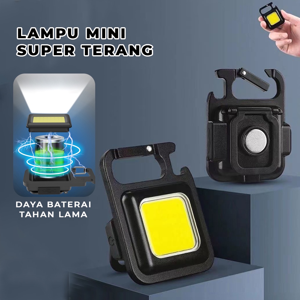 Senter Mini Multifungsi Lampu Gantungan Kunci Motor Mobil Tas Led COB Keychain Light Portable Emergency Lamp USB Charger Lampu Penerang Di Rumah Camping Lainnya | GROSIRXPRESS