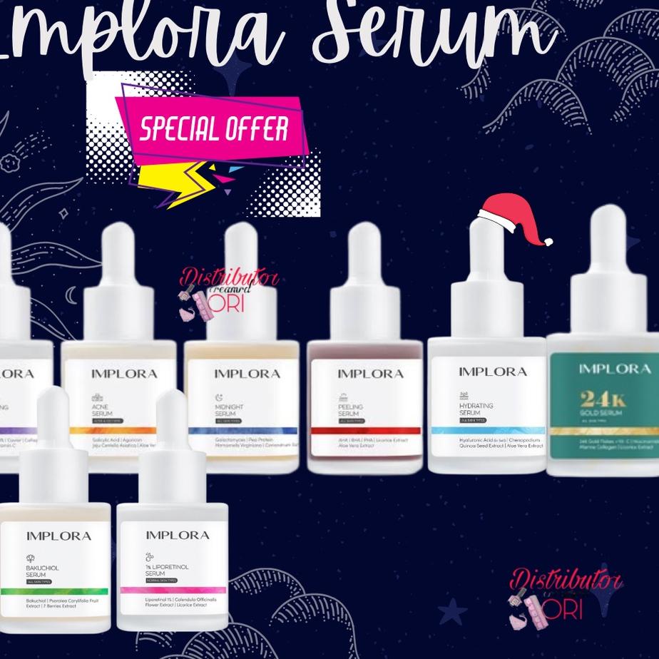 12.12 sale SERUM WAJAH IMPLORA/ IMPLORA FACE SERUM acne IMPLORA LUMINOUS BRIGHT MIDNIGHT PEELING HYD