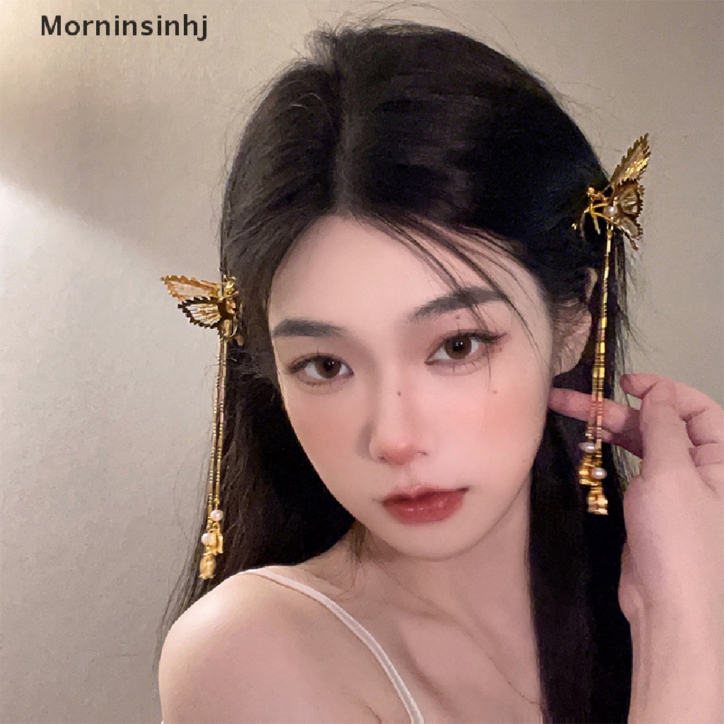 Mornin Retro Peri Bergerak Kupu-Kupu Jepit Rambut Berlian Imitasi Mutiara Rumbai Duckbill Klip Cocok Untuk Gadis Liontin Jepit Rambut Aksesoris Rambut id