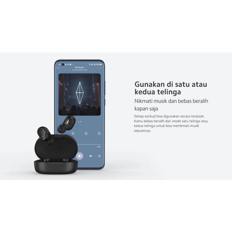 Xiaomi Redmi Buds Essential TWS BLACK Earphone Bluetooth 5.2 IPX4 - GARANSI RESMI ORIGINAL 100%