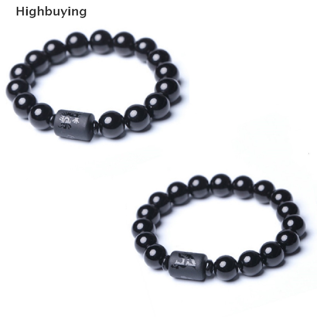 Hbid Hitam Obsidian Naga Phoenix Beads Pasangan Pecinta Bangle Gelang Perhiasan Hadiah Glory