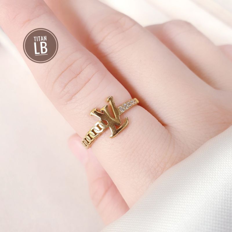 Cincin Titanium Ulir Permata Fashion Cantik Dan Simple  Wanita N01022303