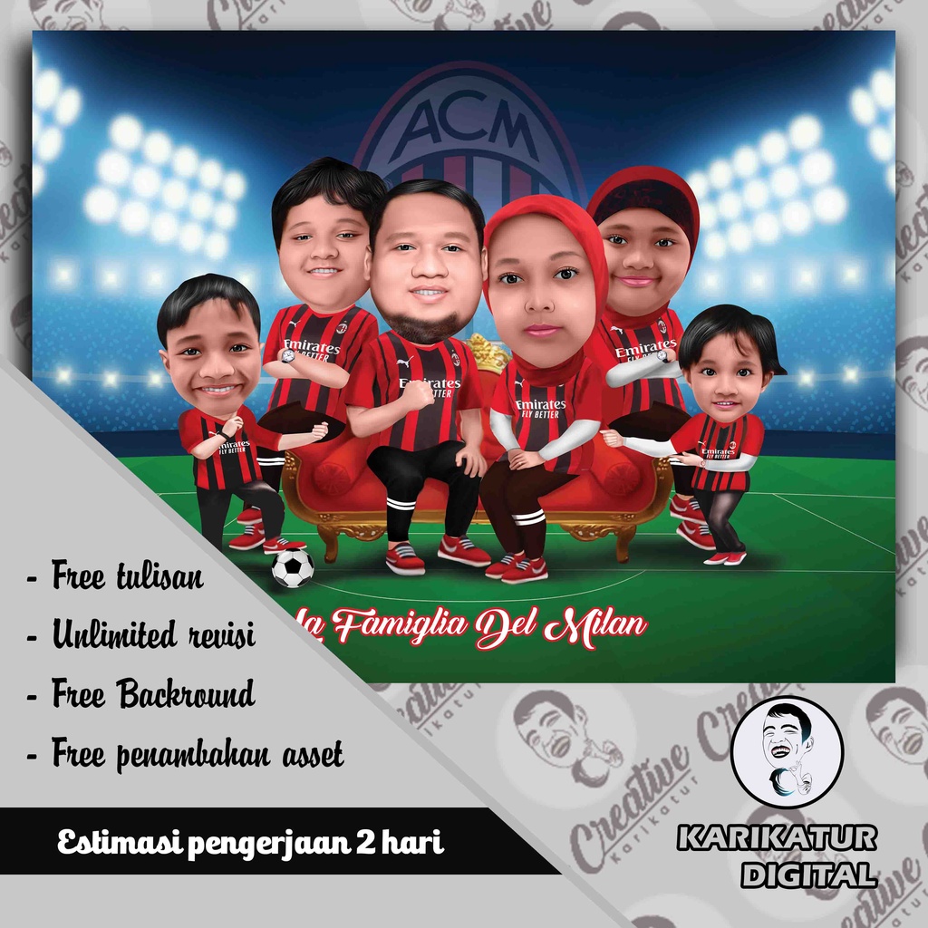 KARIKATUR BOLA (AC - MILAN) 5-6 KEPALA