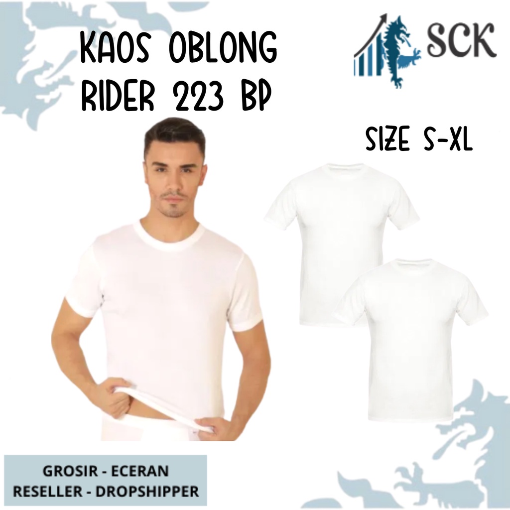 Kaos Blong RIDER 223 PUTIH BP Polos / T-Shirt Pria PUTIH POLOS HALUS / Oblong R223BP - sckmenwear GROSIR