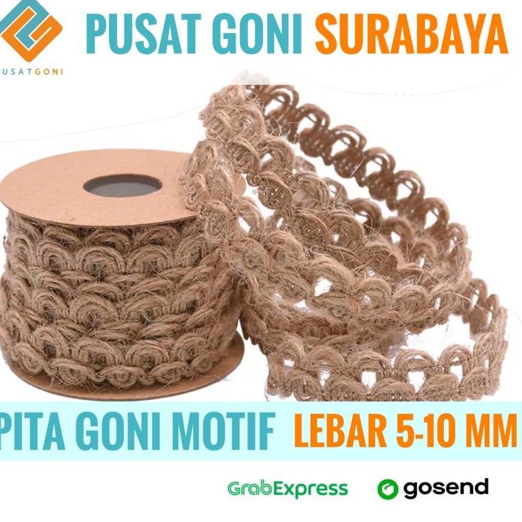 

T29 Pita Goni Motif - Pita Goni Kepang Murah - Pita Dekorasi Surabaya - Pita Kado - Pita Undangan - Jute Ribbon Motif - Jute Hampers Ribbon BEST SELLER ▲