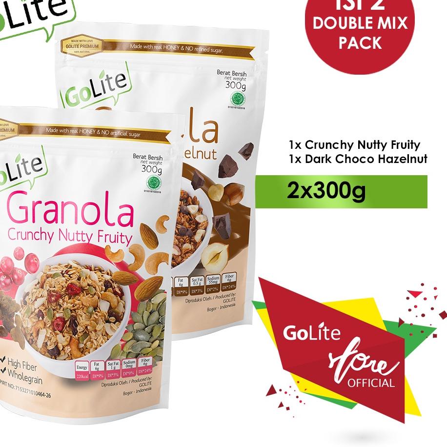 

♞ Granola GoLite Double Mix 300gr (Dark Choco Hazelnut&Crunchy Nutty Fruity Toasted Muesli) ۝