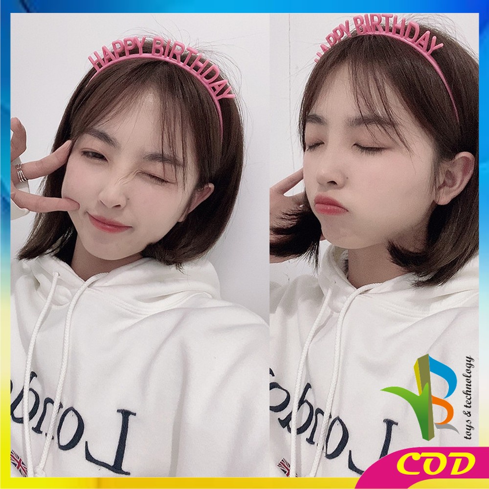 RB-C787 Bando Happy Birthday Silver Anak Bahan Plastik Pesta Ulang Tahun Korean Style / Bendo Wanita Birthday Party Gold Heandband HBD Import