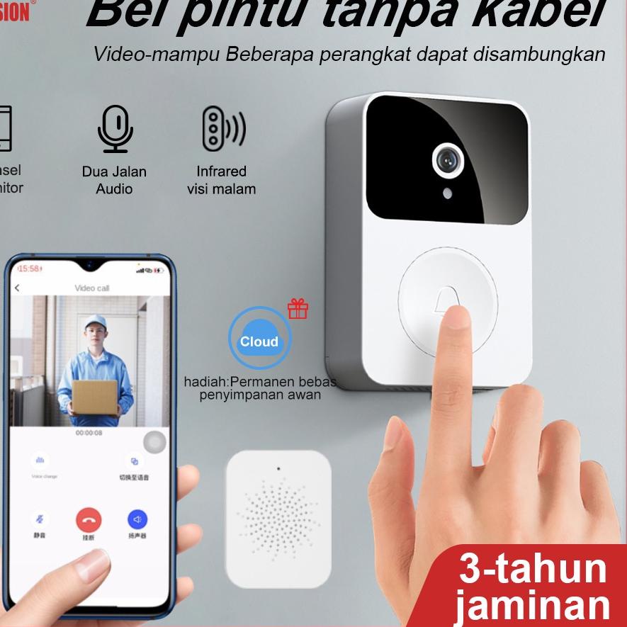 ◘ SINOVISION X9 Bel pintu kamera bel pintu WiFi nirkabel Bel Pintu untuk Rumah Bel Pintu Nirkabel Pe