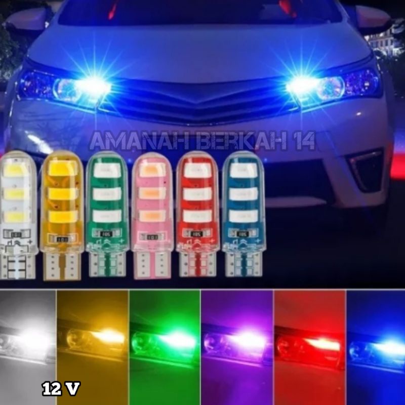 Lampu Led Senja Sein Jelly T10 6 Titik Mata 12V, Lampu Speedometer, Lampu Plafon, Lampu Kabin, Lampu