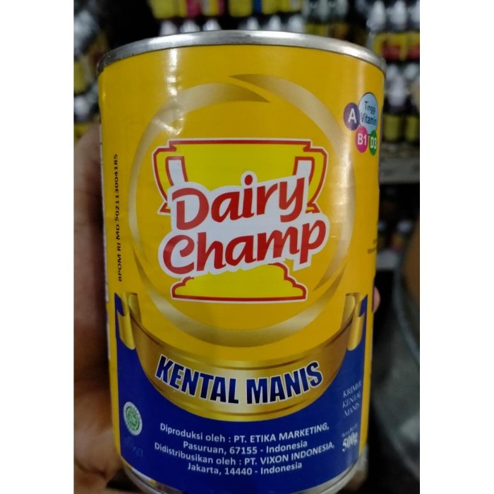 

Susu Krimer Kental Manis Dairy Champ 500gr Untuk isi susu dari pabrik sudah berubah menjadi 480gr