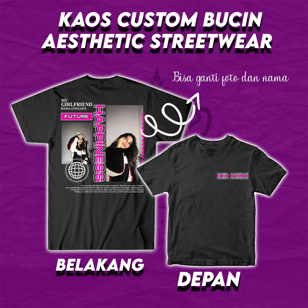 Sehari Langsung Jadi! Kaos Sablon Costum Satuan Design Suka Suka Bisa Request Foto Pacar Kalian SIZE M - XXL Terlaris Kaos Distro - Bucin - Design Costum