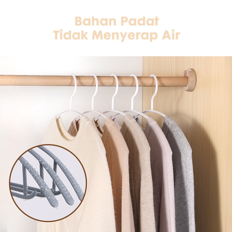 Gantungan Baju Hanger Plastik | Plastic Hanger Pakaian Laundry Anti Slip Warna | Cloth Hanger 1 SET 10 PCS HANGER